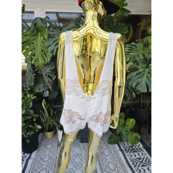 Juliet Dunn London Embroidered Elephant Romper One Size Boho Resortwear India - Picture 5 of 12